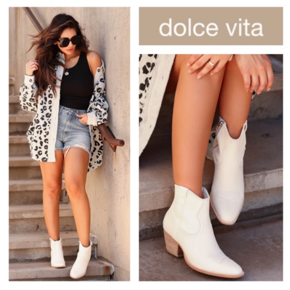Dolce Vita Silma Womens Western Booties in ‘Ivory’ (6)